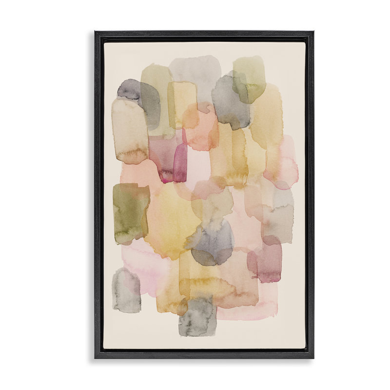 Toile flottante encadrée "Blobs" par Grace Popp, Cadre flottant noir de jais, H 31 po x l 21 po