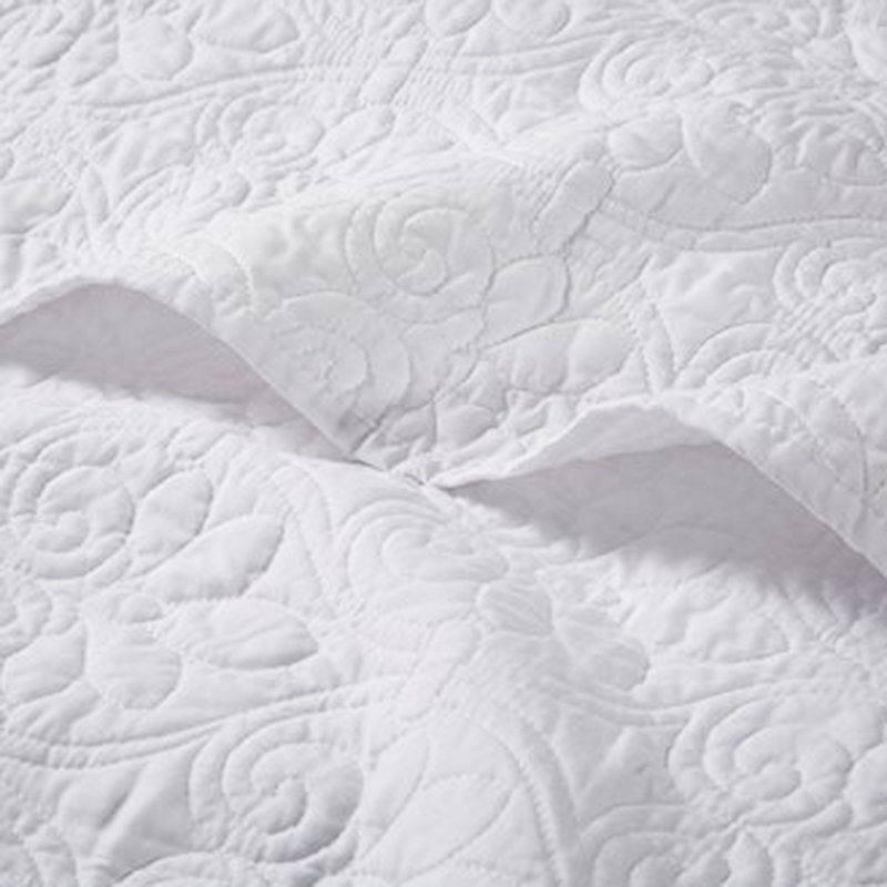 Couette réversible blanche pour lit double/queen - Matelassage toutes saisons, rembourrage en coton prélavé, 2 taies d'oreiller incluses, fini brillant saisonnier, ensemble 3 pièces
