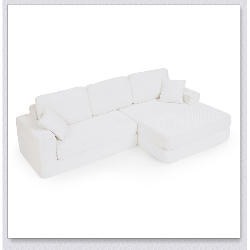 Canapé modulaire polyvalent avec fonction de lit transformable et confort en velours côtelé, parfait pour les espaces de vie flexibles