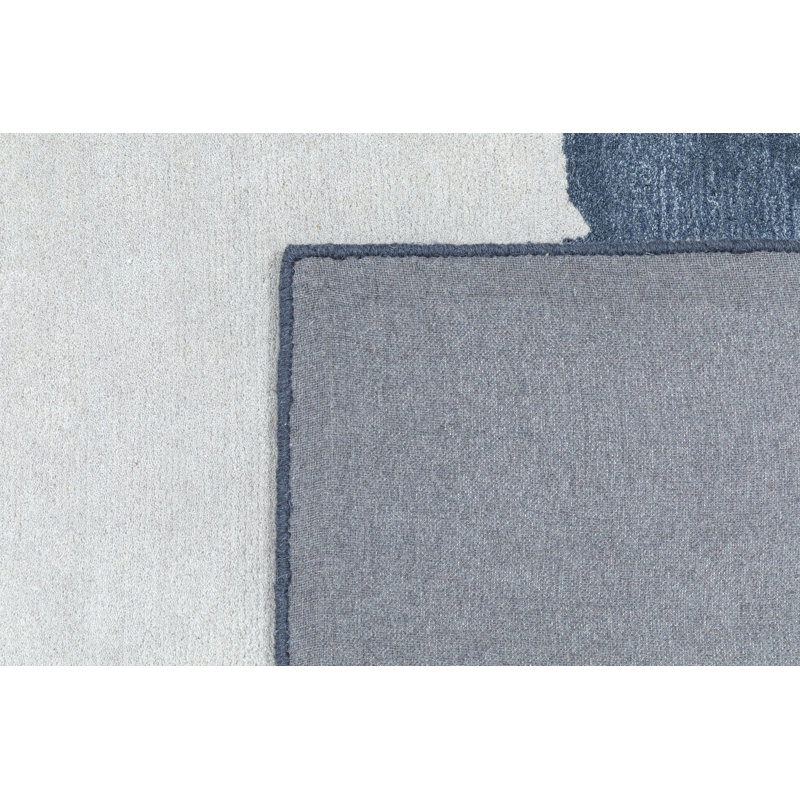 Linn Rectangle Abstract Handmade Tufted Area Rug in Blue, Rectangle 5' x 8'