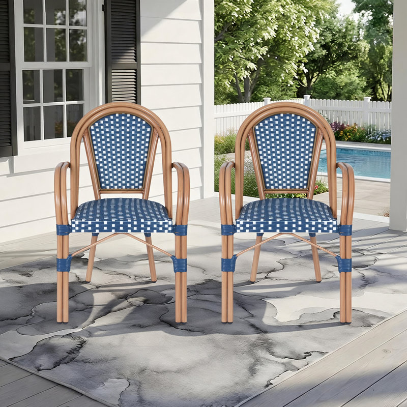 Ensemble de 2 chaises bistro French French, Blanc / Bleu
