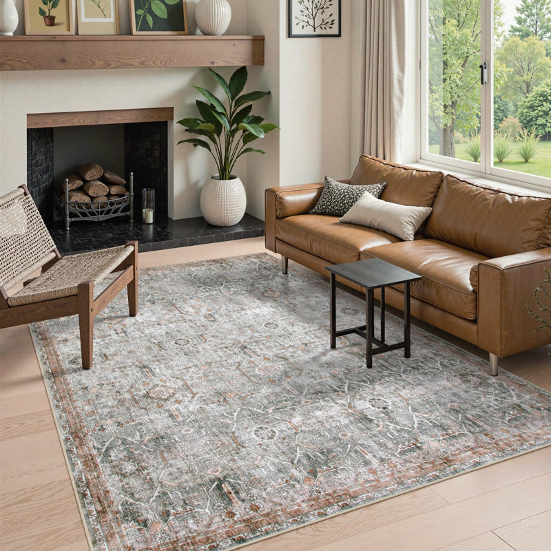 Tapis lavable rétro Tribal Cashmere, Rectangle 5 pi x 7 pi