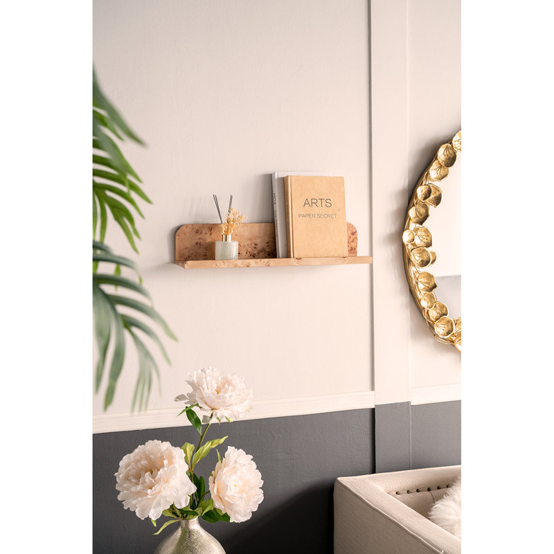 Tablette murale flottante en bois de ronce, brun, H 4,7 po x l 23,6 po x P 4,7 po