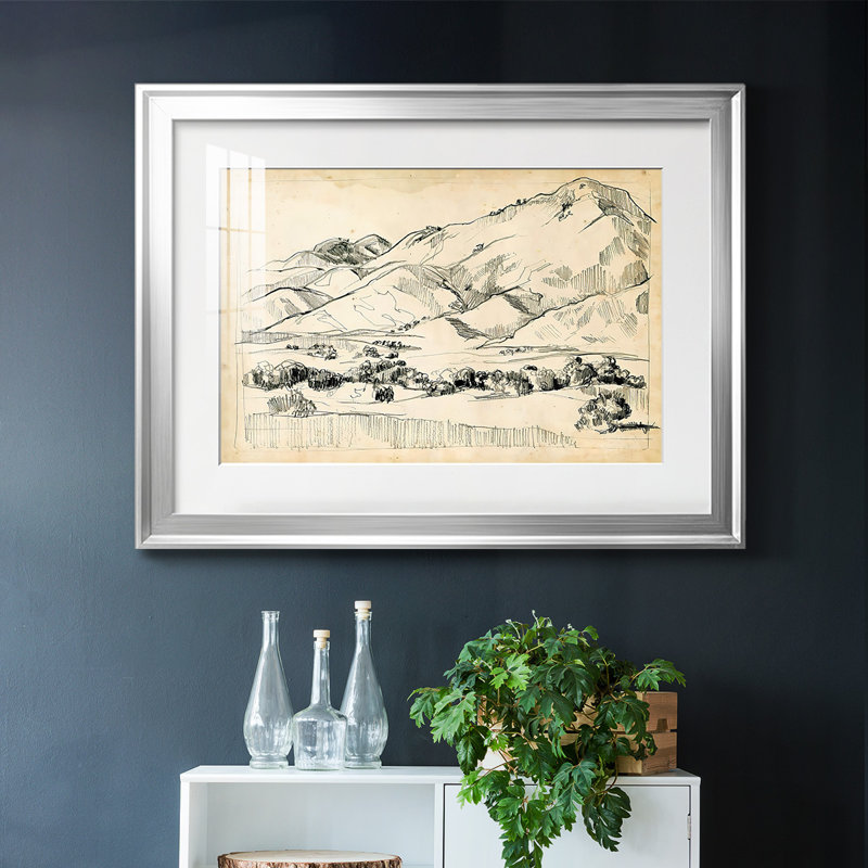«Mountain S Croquis I», impression sur papier, Argent, H 15 po x l 21 po x P 1,5 po