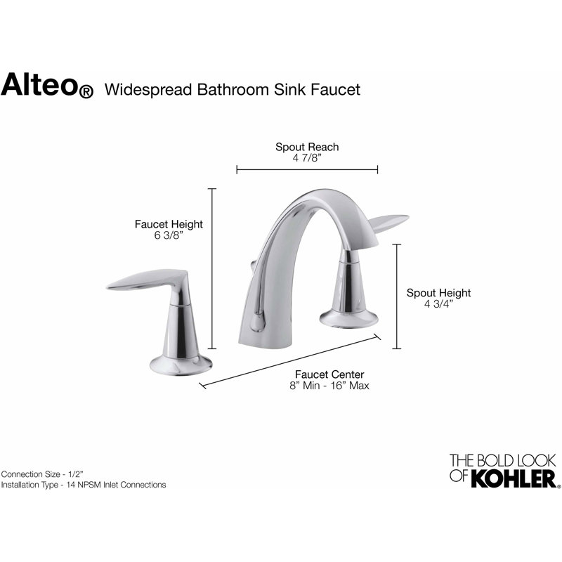 Alteo Widespread Bathroom Faucet with Drain Assembly, Oil-Rubbed Bronze
