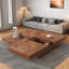 Table basse carrée en placage de marbre avec plateau coulissant et rangement-435030264
