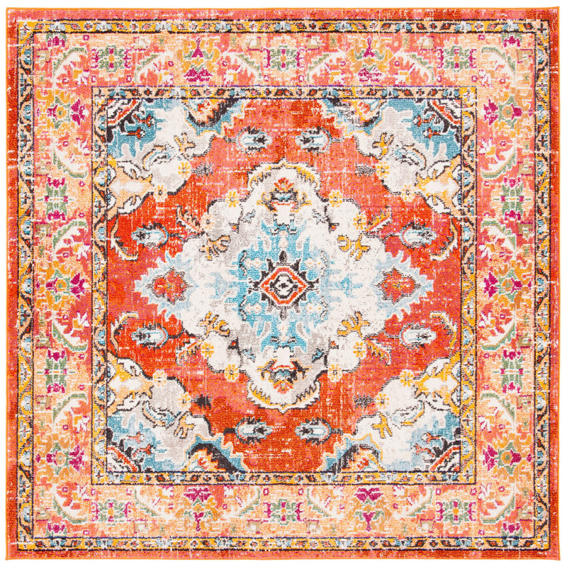 Almyra Oriental Area Rug, Square 6'7", Orange