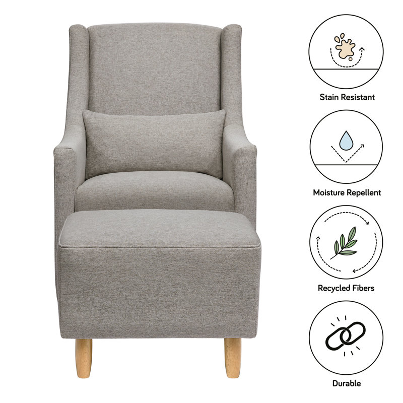 Eco-Weave Grey Swivel Glider with Ottoman for Modern Nurseries