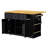 53Inch Kitchen Island With Power Supply, 2 Side Open Shelves, Height-Adjustable Black Large Cart Drop Leaf, Internal Storage, 5 Wheels, For Dining Room