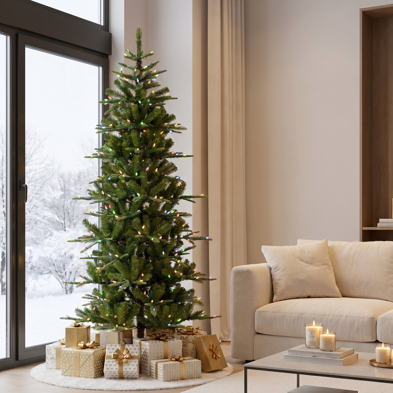 Slim 6.5' Pre-Lit Fir Christmas Tree, 6.5' H