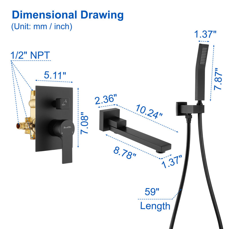 All-In-One Kit with Rough in-Valve, Black