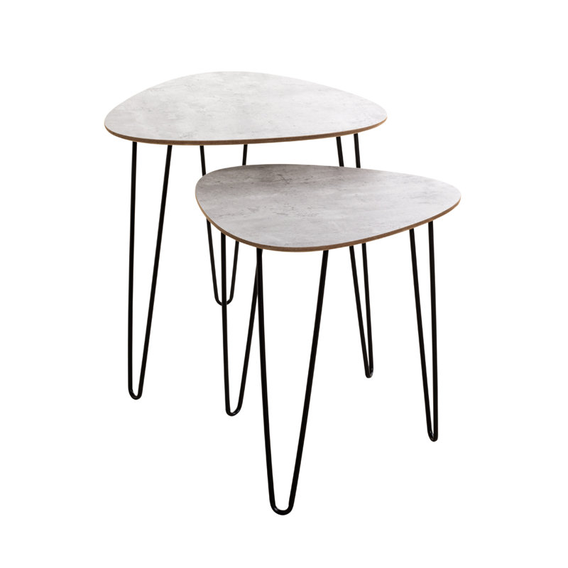 Hueramo 2 Piece Side Table Set, Concrete Optic