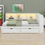 Lit de jour multifonctionnel en bois avec éclairage DEL, ports USB, tablettes de rangement et 2 tiroirs-1698903246