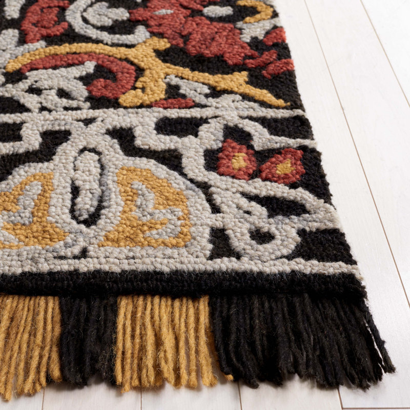 Handmade Red and Charcoal Wool 3' x 5' Tufted Area Rug