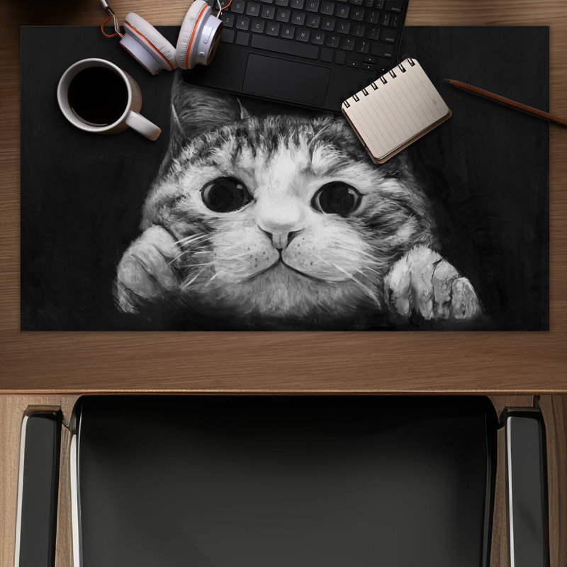 Curious cat - 14.00"x24.25" Desk mat