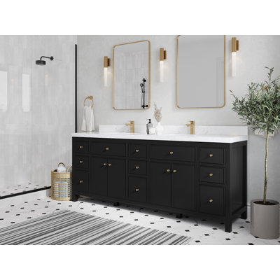 84'' Double Bathroom Vanity with Quartz Top