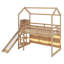 Lit mezzanine simple en bois avec glissoire, tablettes et lumière-2130739123