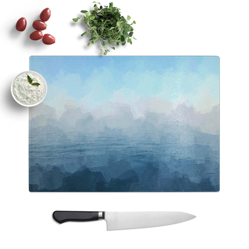 Tempered Glass Calm Horizon Chopping Board, 39 cm W x 28.5 cm L