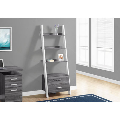 Bibliothèque, bibliothèque, étagère, échelle, 4 niveaux, H 69 po, bureau, chambre à coucher, contemporain, moderne