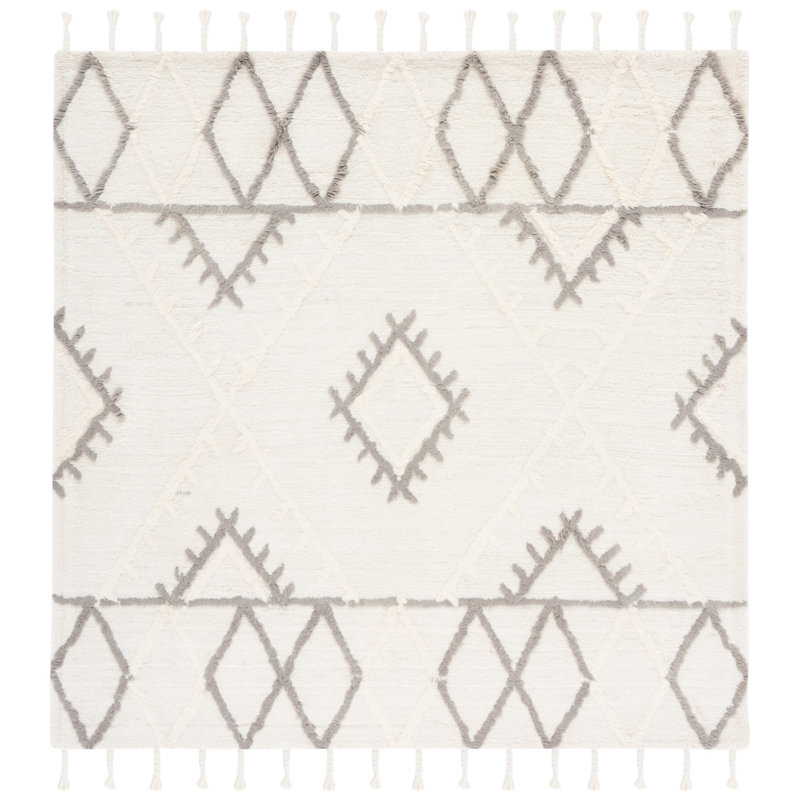 Powell Hand Tufted Wool Geometric Rug, Square 6'
