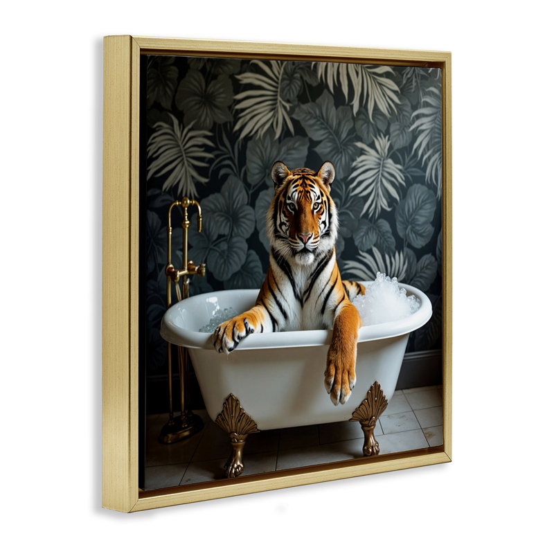Cadre flottant Tiger in Exotic, H 18 po x l 18 po, Cadre flottant métallique doré