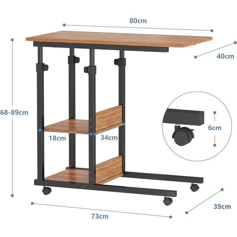 Aarah Wheel End Table, Black, Walnut