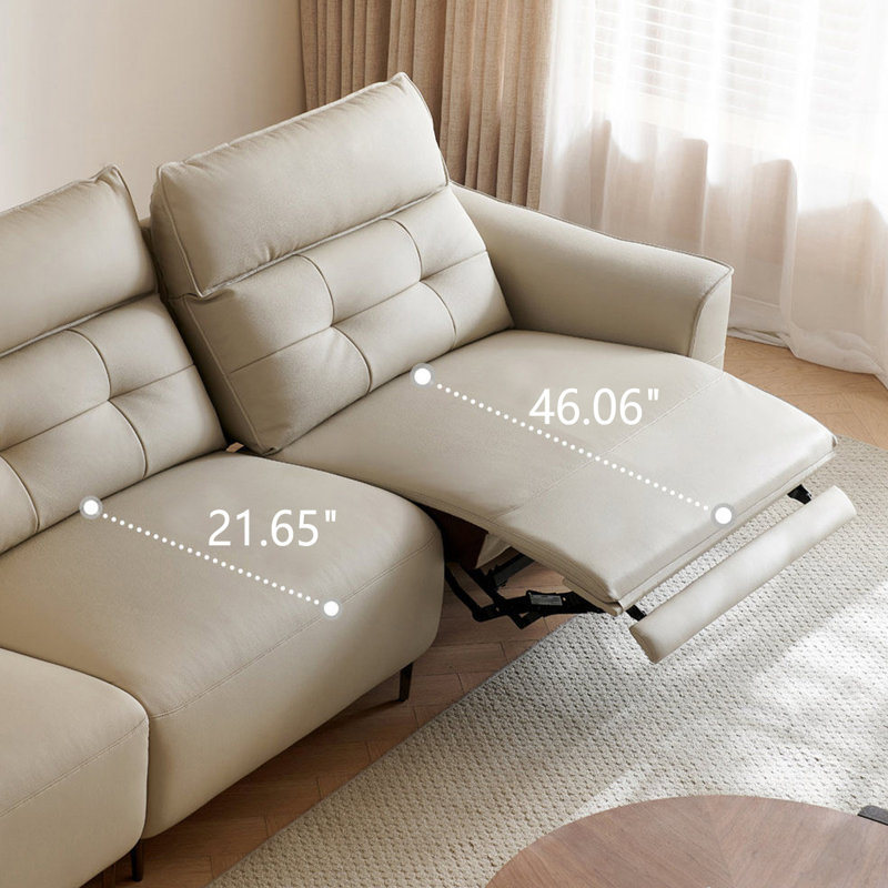 Canapé modulaire gris en similicuir, 18" H x 114.17" W x 15" D