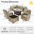 Emroy 6 - Person Outdoor Wicker Sectional Seating Group with Lighted Coffee Table and Swivel Chairs, All Weather Modular Rattan Conversation Set with Cushions-1054600633