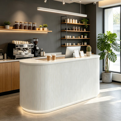 Bureau de réception Modern Wave avec panneau avant incurvé