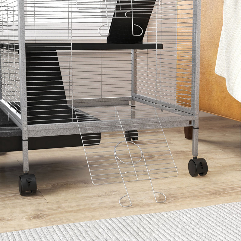 Cage à roulettes pour petits animaux Pawhut, Blanc
