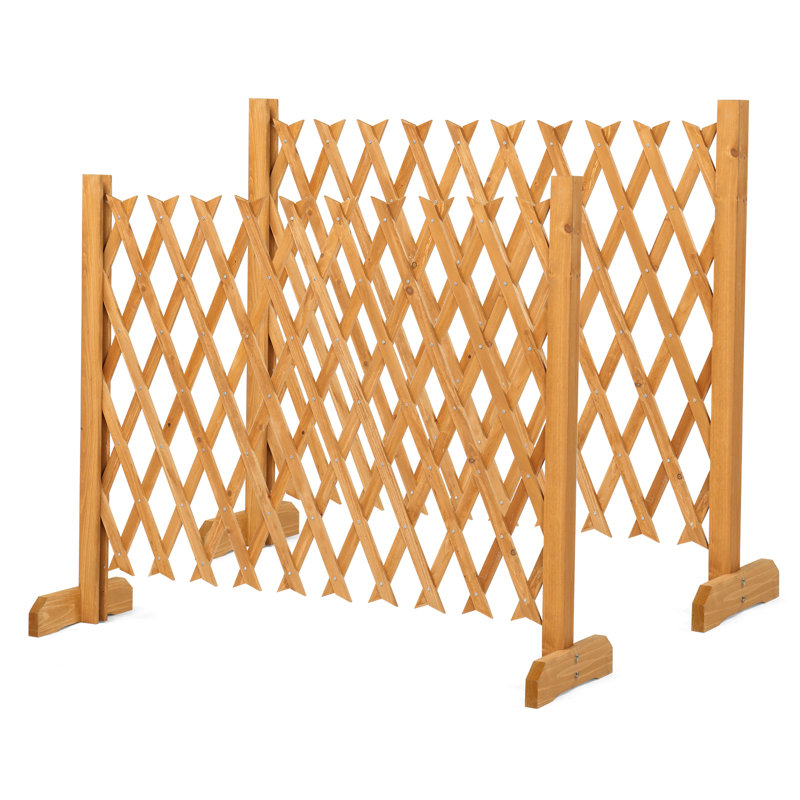 Ensemble de 2 clôtures de jardin extensibles en bois, Jaune