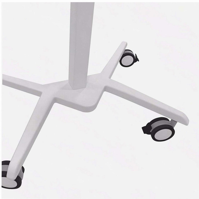 White Sit to Stand Mobile Laptop Computer Stand with Height Adjustable and Tiltable Tabletop