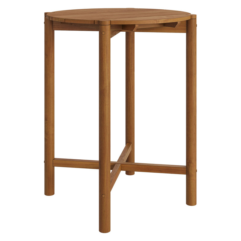 Table de bar ronde en bois de teck Akeya, Brun