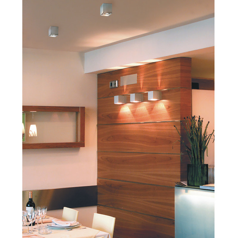 Dau 1-Light Flush Mount, Up AND Down Light, 1 x 60W Halogen Frosted bulb, Matte White Lacquer
