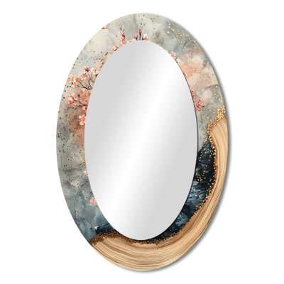 Cherry Blossom Tree Dreams Of Hanami I - Pink Traditional Oval Wall Mirror