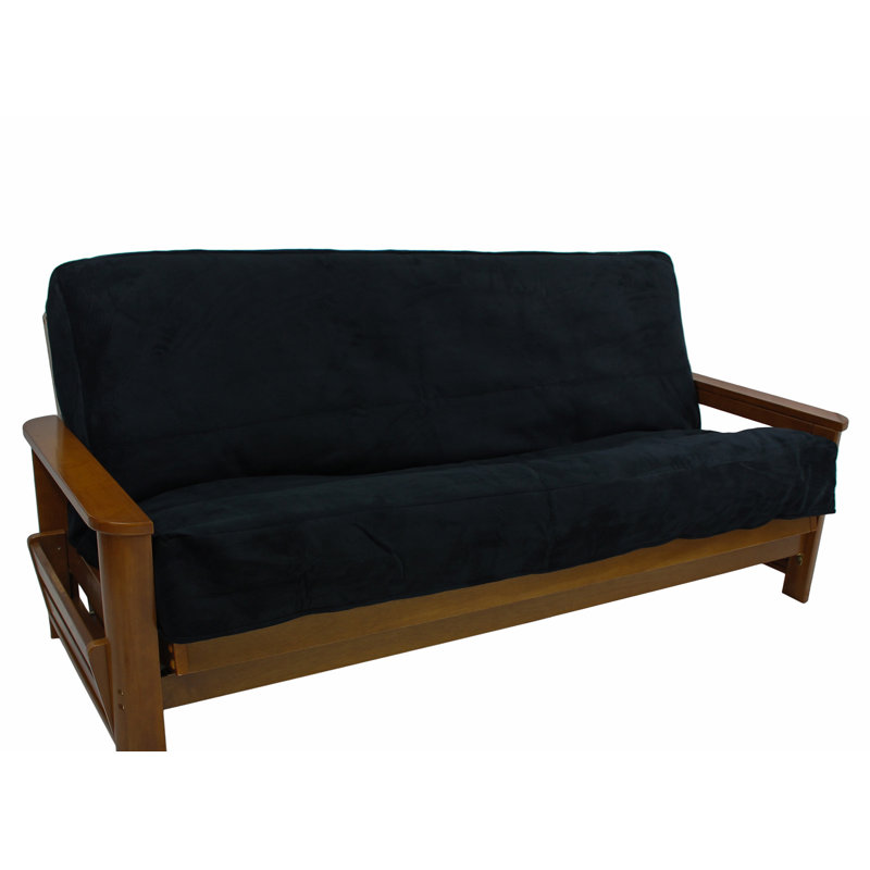 Housse pour futon à coussins carrés/rectangulaires Queen, Microsuède noir, H 54 po x l 75 po x P 8 po