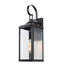 Applique murale d'extérieur noire 1 lumière - 19,4 po Avec abat-jour en verre transparent, câblé, ampoules non incluses