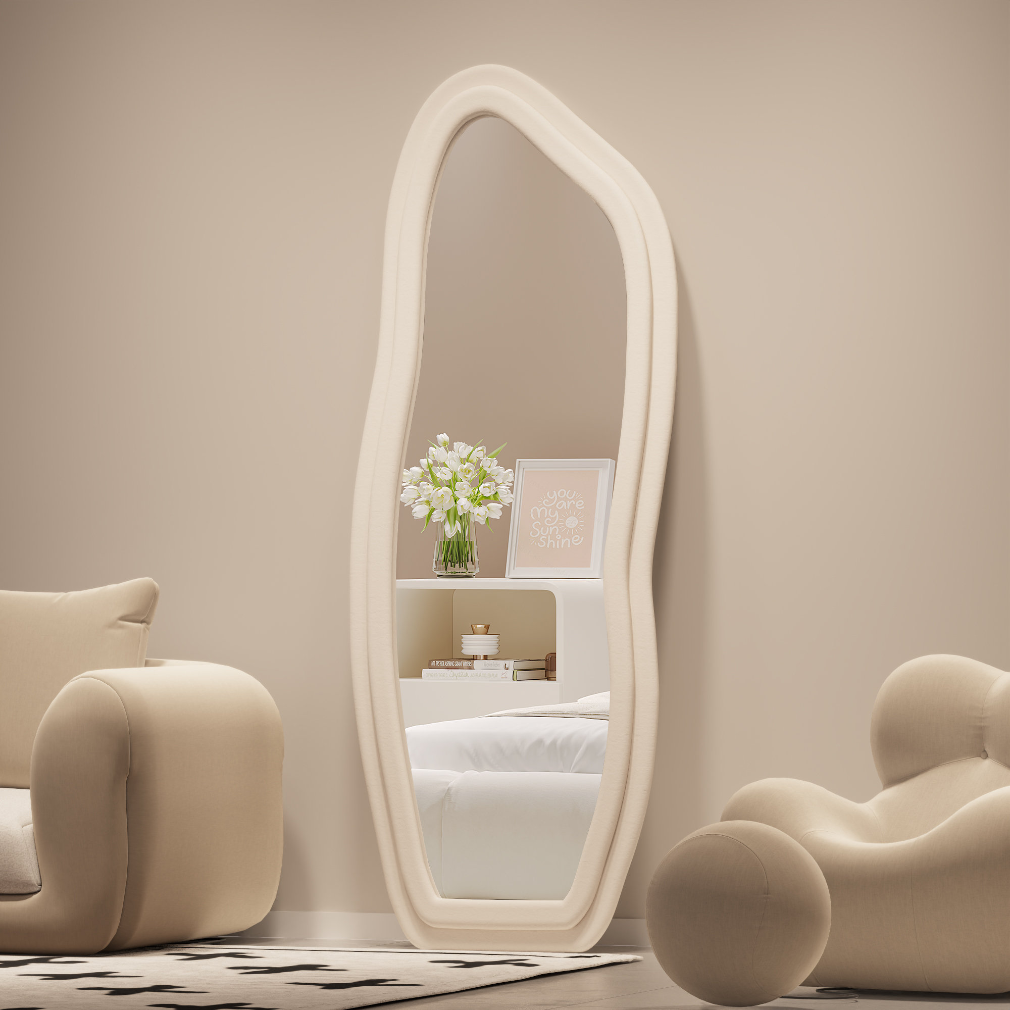 Wrought Studio Gizella Asymmetrical Wood Mirror