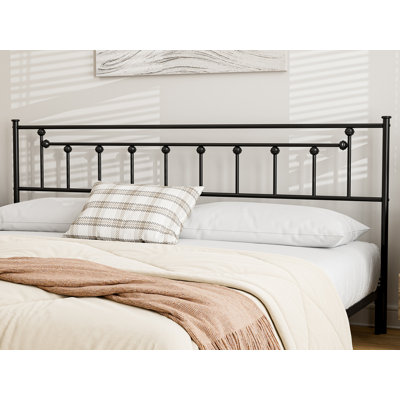 Metal California King Size Headboard, Adjustable Height, California King Headboard Only for Bedroom, Rustic Farmhouse Style, Attach Frame, Easy Assembly, Black
