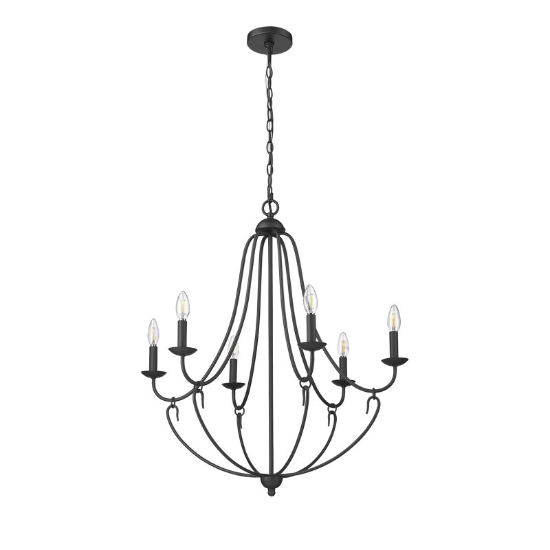 Lustre à 6 lumières de 28,5 po de largeur Eisley, Noir mat