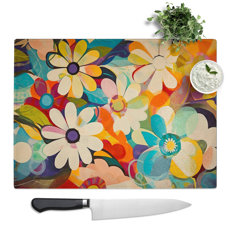 Contemporary Orphism Flowers Vol.5  Glass Chopping Board