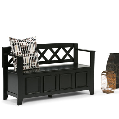 Amherst 48"W Solid Wood Entryway Storage Bench with Lift-Top Lid and Dual Compartments by Simpli Home