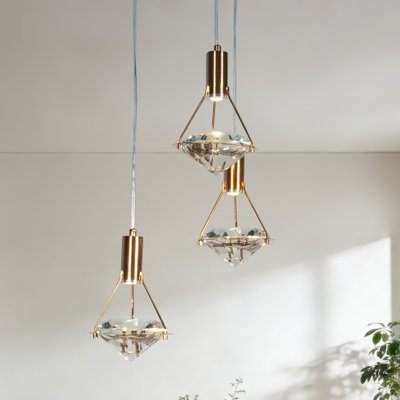 3 - Light Modern Cluster Crystal Pendant Light With Cool Light Led Source