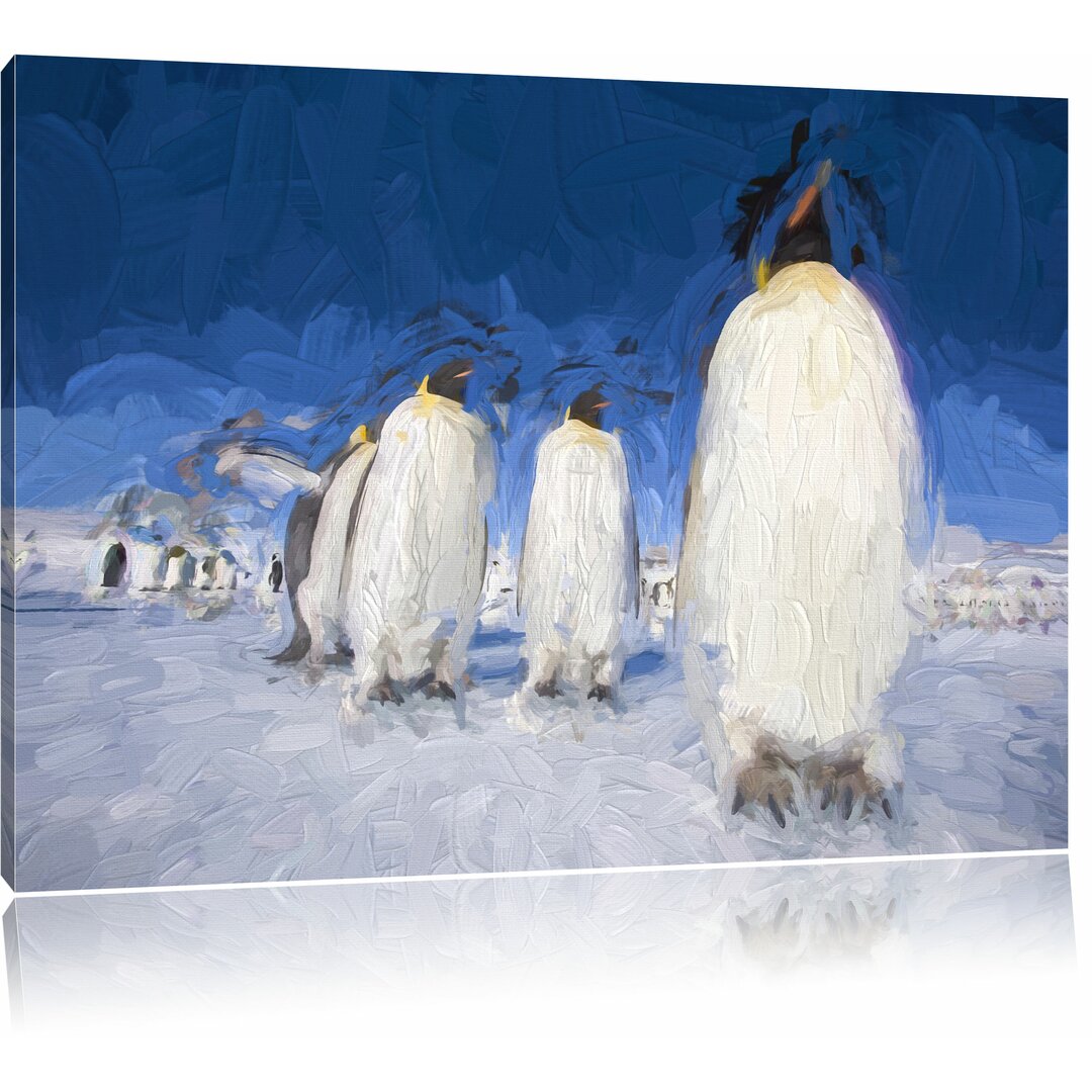 Leinwandbild "Kaiserpinguine in der Antarktis", Grafikdruck