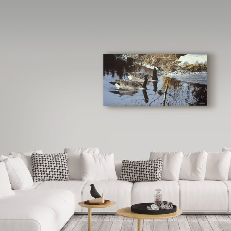 «Spring Arrivées Canada Geese» par Etelca, impression sur toile tendue, H 12 po x l 24 po x P 2 po