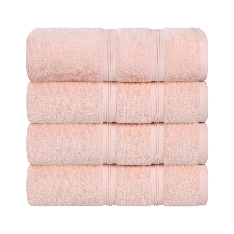  Serviettes de bain en coton Smart Quick-Dry Zero Twist, ensemble de 4, Pêche