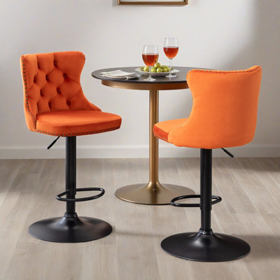 Swivel Velvet Barstools Adjusatble Counter Height Bar Stools With Back For Home Pub And Kitchen Island (Set Of 2)