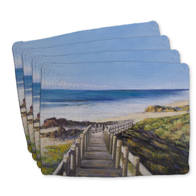 Ensemble de 4 napperons en polyester tressé Walk to the bord de mer