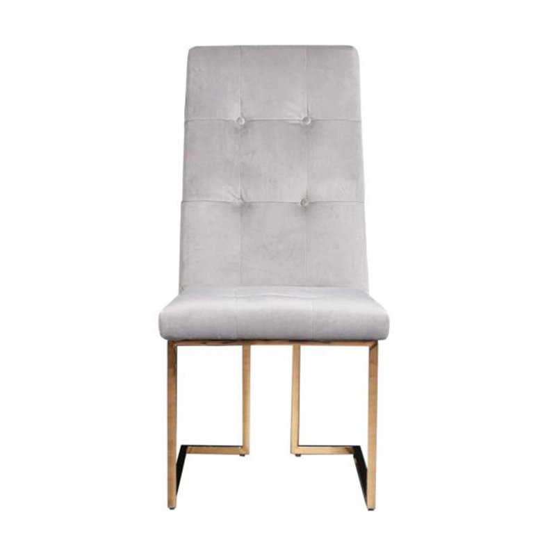 Chaise d'appoint en velours touffeté Jolle, Gris, Or