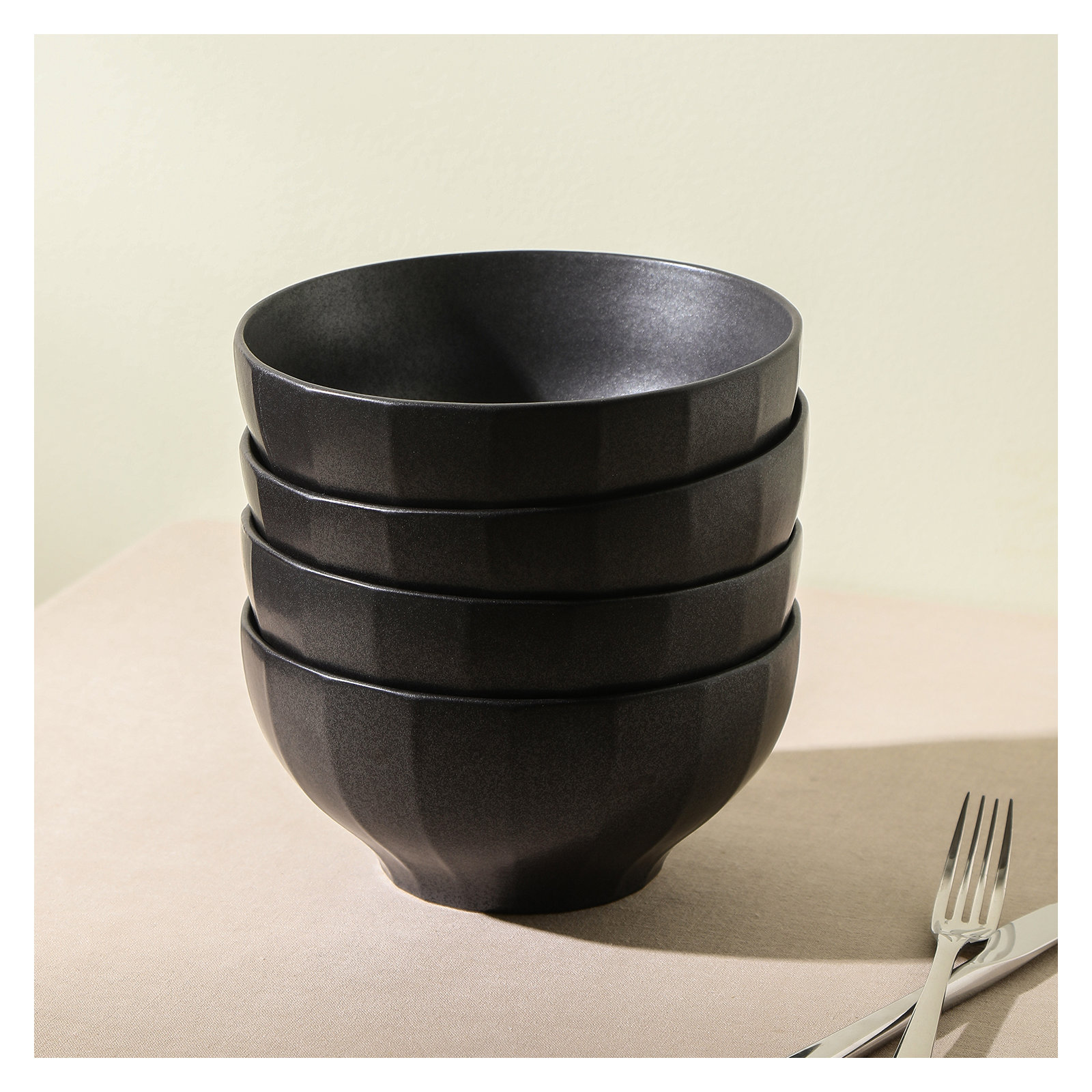 Stone Lain Rio 4-Piece Bowl Set Stoneware, Black